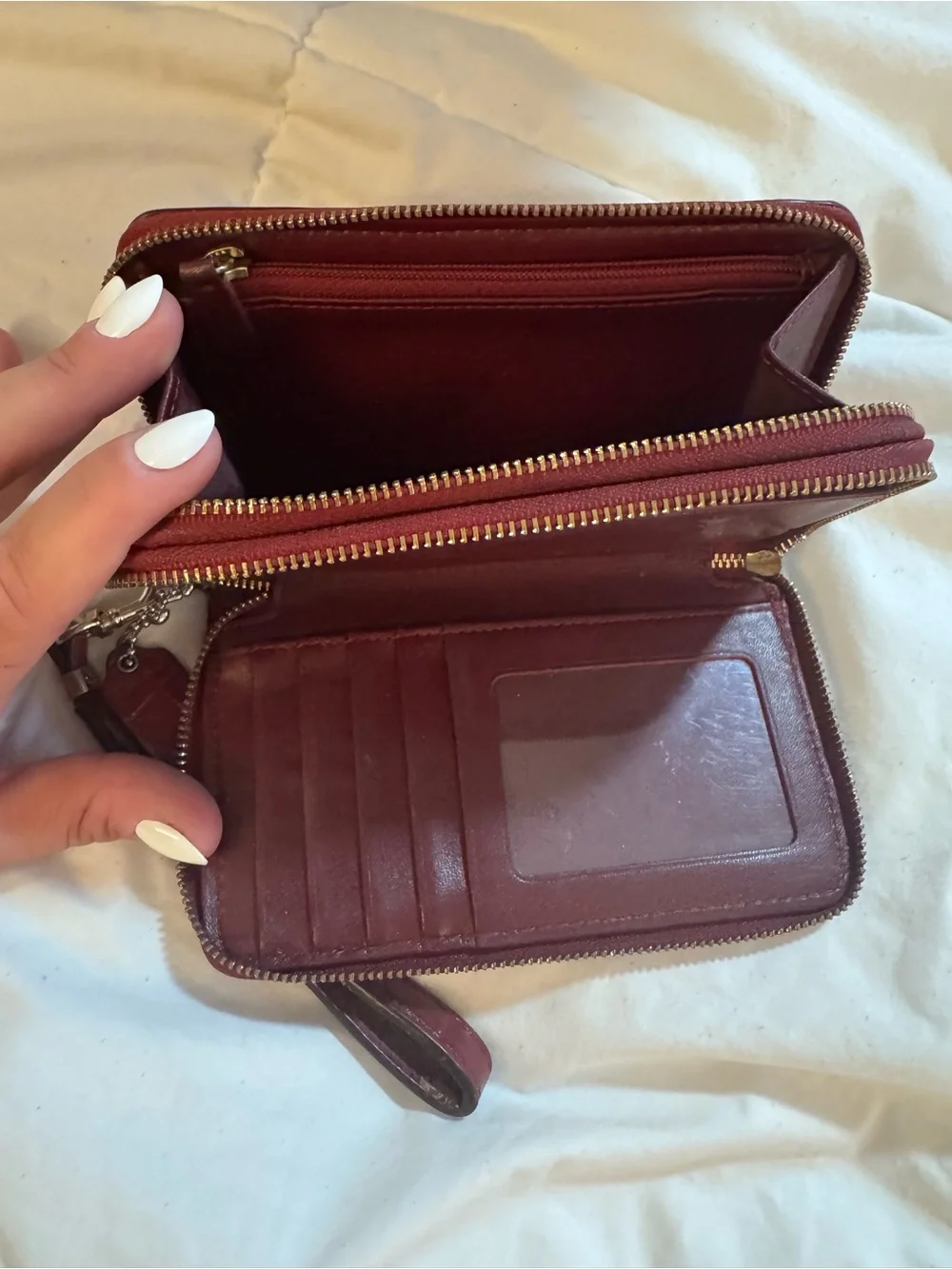 Coach Croc-Embossed Zip Wallet in Deep Wine